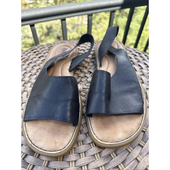 Born Inlet Slingback Sandals Womens 9M Black soft Leather Peep Toes Shoes - Picture 5 of 14